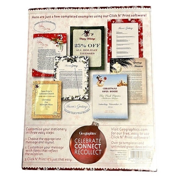 100 Foil Christmas Stationary Set with 100 Red Envelopes Free Online Templates - Picture 4 of 5